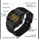 Digital Watch Men Ladies Sports Watch Multifunction Alarm Waterproof Couple Style Watch Military