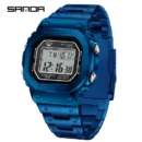 Men's Electronic Watch Square Waterproof Multi functional Wrist Watch Square Fashion Night Light Steel Digit Watches