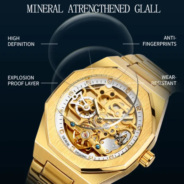 Skeleton mechanical watch for men