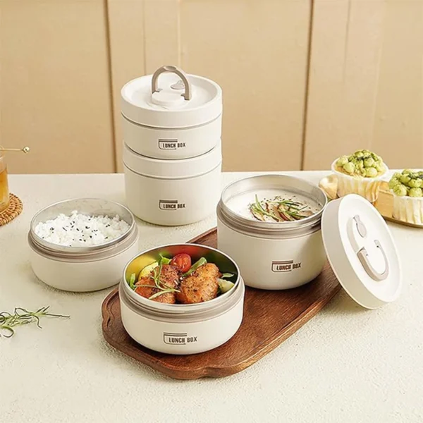 Portable Insulated Lunch Box Set – 3-Layer Stainless Steel - Image 2