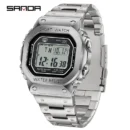 Men's Electronic Watch Square Waterproof Multi functional Wrist Watch Square Fashion Night Light Steel Digit Watches