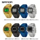 Men's Electronic Watch Square Waterproof Multi functional Wrist Watch Square Fashion Night Light Steel Digit Watches
