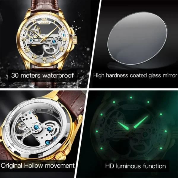 Mechanical wristwatch leather strap